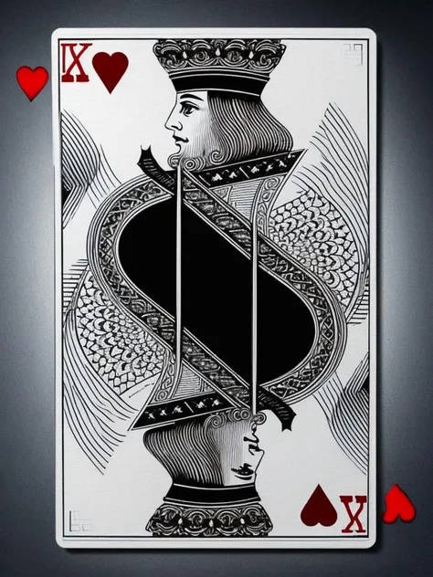 (masterpiece), (best quality),(extremely detailed unity 4k wallpaper),highly detailed,
heart, card, playing card, monochrome, no humans, card (medium), 1girl, border, simple background, spot color, solo, greyscale