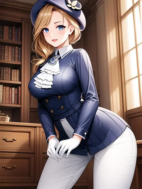 <lora:Hood_v3:1>1girl, long hair, blue eyes, blonde hair, boots, pants, white gloves, Ascot, beret, blue jacket, hair over shoulder, white pants, white ascot, hood_(azur_lane), hood_(gentlewoman_and_stallion)_(azur_lane), riding_outfit, <lora:flatBG:-0.5> ,<lora:flat2:-0.5> ,<lora:hyperrefiner_v090:0.5> ,(dark light:1.2),(hyper extreme detailed),(masterpeace:0.5),(hyper extreme),(photorealistic),game cg,llustration,novel illustration,beautiful lighting,light from the front,good_hands,beautiful art ,BREAK