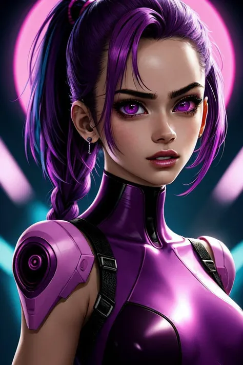 (neonpunk style, cyberpunk, vaporwave, neon, vibes, vibrant, stunningly beautiful, crisp, detailed, sleek, ultramodern, magenta highlights, dark purple shadows, high contrast, cinematic, ultra detailed, intricate, professional:1.2) <lora:sd15_OliviaChristie_v1:.9> OliviaChristie, focus on eyes, close up on face, grinning, wearing jewelry, mink color hair styled double braided ponytail, lens flare,