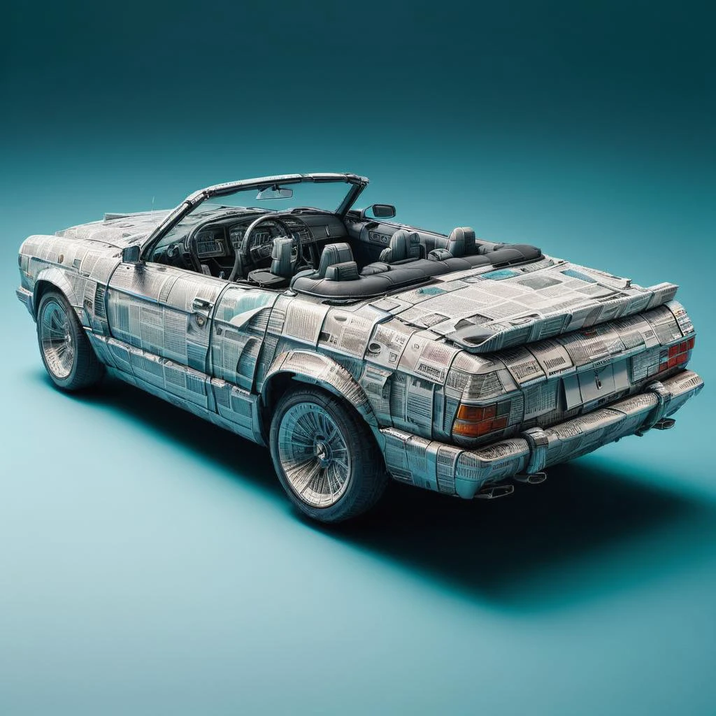 hyper detailed masterpiece, dynamic, awesome quality,newsp4per, Conveyance, convertible roof, mithral, patterned, textured finish, , <lora:newsp4per:1>