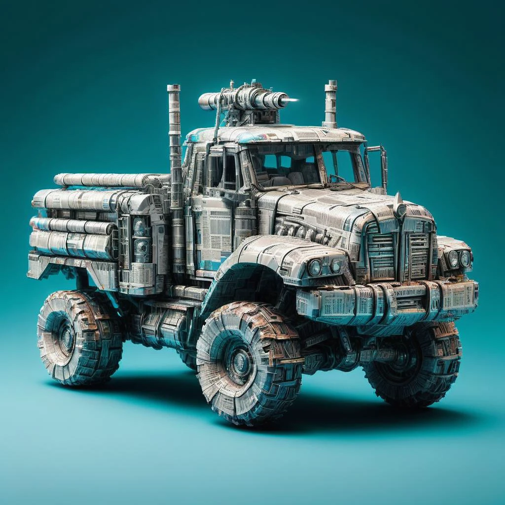 hyper detailed masterpiece, dynamic, awesome quality,newsp4per, large underminer's drill vehicle (the incredibles), underglow lights, steel, luminous, , <lora:newsp4per:1>