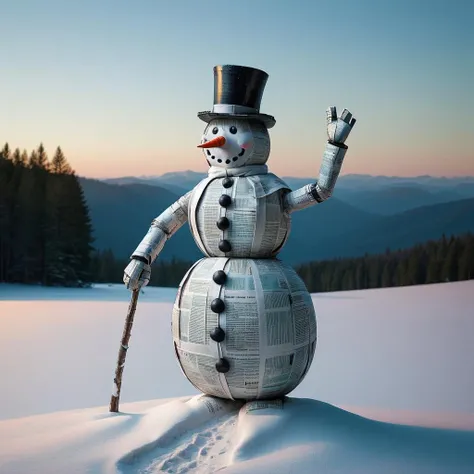 newsp4per<lora:newsp4per:0.75> snowman