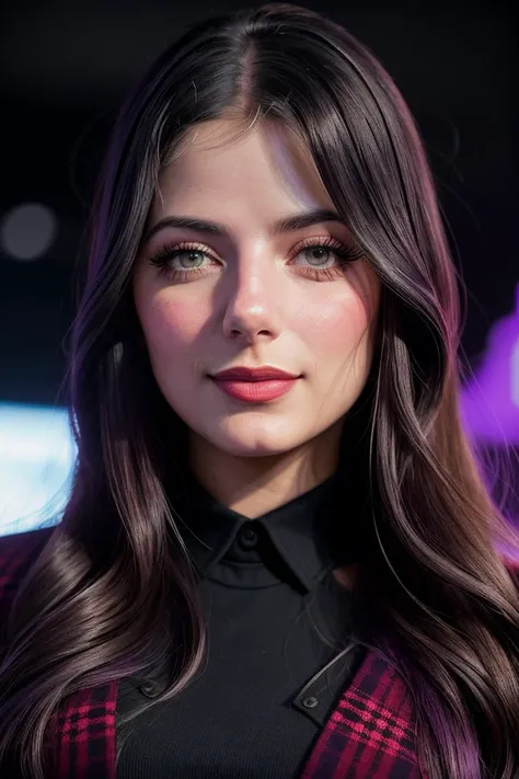 beautiful woman (EPJul13t44ll3gr3tt1:.99): a woman at a (party:1.1), perfect hair, wearing sexy purple (Flannel Shirt), (crowd of people in background:1.1), (at a pompous theatre), (face focus), modelshoot style, (extremely detailed CG unity 8k wallpaper), professional majestic (photography by Emil Alzamora:1.1), 24mm, exposure blend, hdr, extremely intricate, High (Detail:1.1), dramatic, soft cinematic light, (looking at viewer), (detailed pupils), 4k textures, soft cinematic light, elegant, ((((cinematic look)))), soothing tones, insane details, hyperdetailed, ("In Jernau we trust!":1.1)