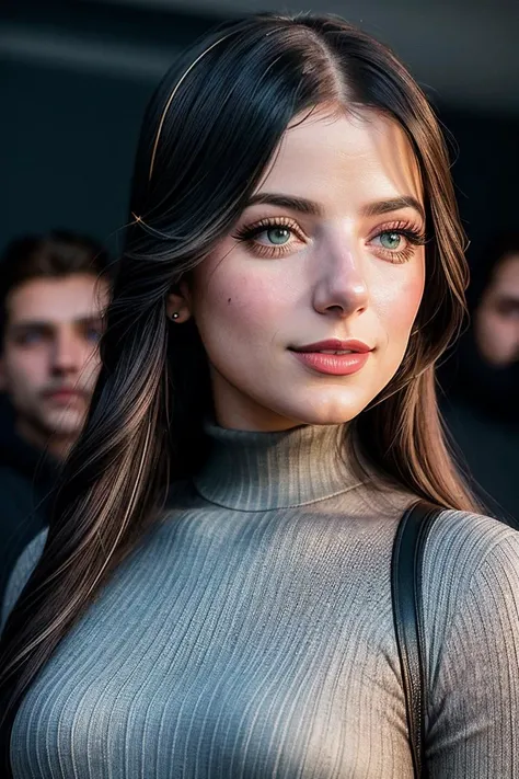 beautiful woman (EPJul13t44ll3gr3tt1:.99): a woman at a (party:1.1), perfect hair, wearing sexy blond (Turtleneck Bodysuit), (crowd of people in background:1.1), (at a villa), (face focus), modelshoot style, (extremely detailed CG unity 8k wallpaper), professional majestic (photography by Anne-Louis Girodet:1.1), 24mm, exposure blend, hdr, extremely intricate, High (Detail:1.1), dramatic, soft cinematic light, (looking at viewer), (detailed pupils), 4k textures, soft cinematic light, elegant, ((((cinematic look)))), soothing tones, insane details, hyperdetailed, ("In Jernau we trust!":1.1)