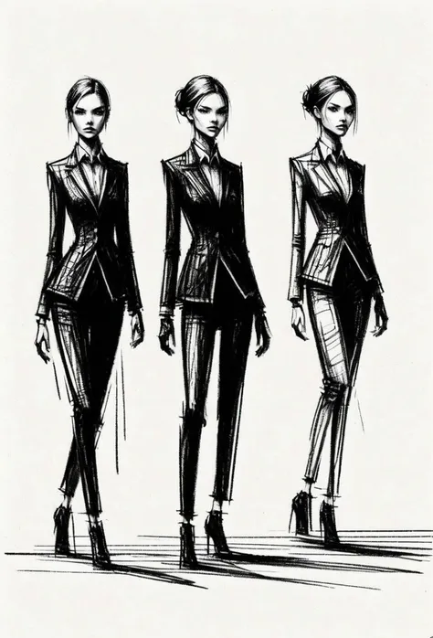 scribble, full body elitist fashion models on a catwalk <lora:art-v5:.6>