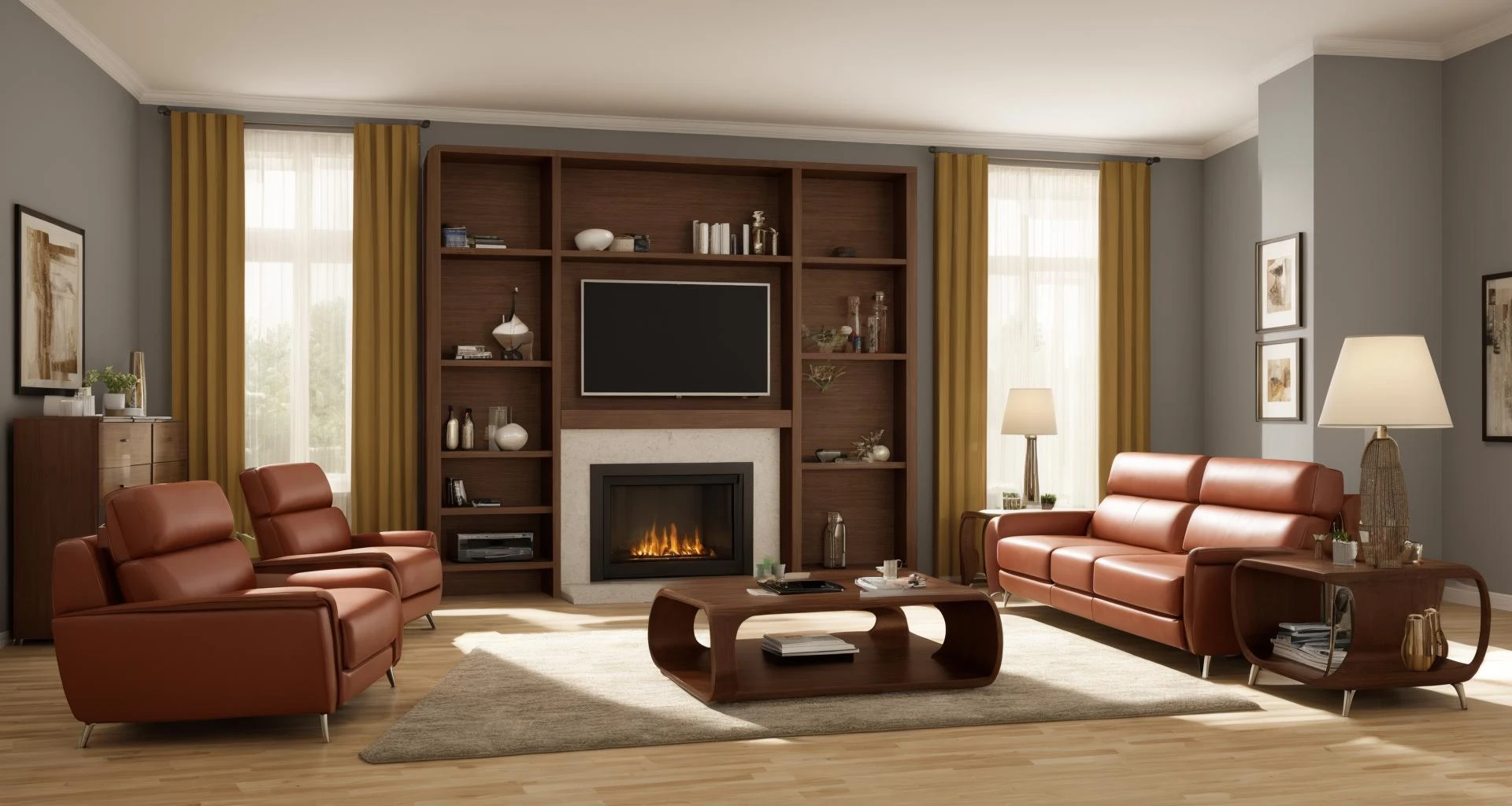 masterpiece, best quality, Modern living room, futuristic furniture, computer and various electronic equipment, 4k, highly detailed, real, (realistic),