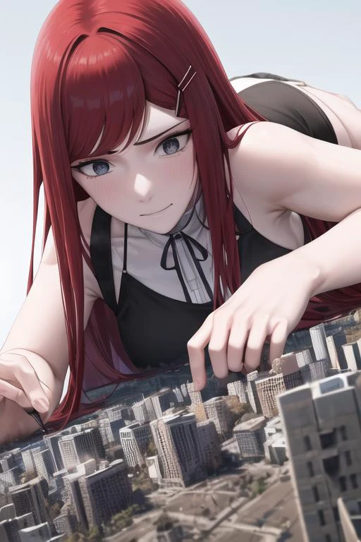 kushina,, kushina, <lora:kushina uzumaki v2-lora-nochekaiser:0.7> red hiar, long hair, hair ornament, red hair, hairclip, (grey eyes:1.5), (swept bangs:1.5), evil grin, BREAK shirt, dress, jewelry, white shirt, short sleeves, apron, bracelet, green apron, collar, full body shot
((best quality)), ((highly detailed)), masterpiece, absurdres, (detailed eyes, deep eyes), (1girl),
zoomed out, distant view, perfect arms, perfect hands, perfect face, perfect legs, perfect thighs, perfect feet ground view, from below, groundview, low angle, crawling, on all fours, all fours, hands on the ground, looming, perspective , looking down, looking at the ground looking down:1.5, looking at the ground, unamused <lora:giantess:1>, blue sky, lying on side, city, giga giantess, gts, giantess destroying a cityscape, destruction, rampage, huge craters, ravines, cracks in the ground, earthquake, smoke, fire, destroyed city, ruins, rubble, debris, crumbling, destroyed buildings, knocked over buildings, toppled skyscrapers, crumbling buildings, falling buildings, rampage in the city, destruction in the city destroyed cityscape