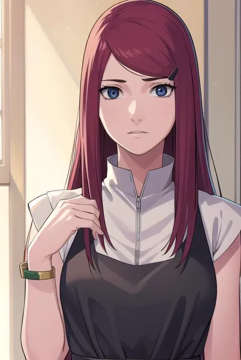 kushina, <lora:kushina-lora-nochekaiser:1>,
kushina, long hair, hair ornament, red hair, hairclip, (grey eyes:1.5),
BREAK shirt, dress, jewelry, white shirt, short sleeves, apron, bracelet, green apron, collar,
BREAK looking at viewer, full body, cowboy shot,
BREAK indoors,
BREAK <lyco:GoodHands-beta2:1>, (masterpiece:1.2), best quality, high resolution, unity 8k wallpaper, (illustration:0.8), (beautiful detailed eyes:1.6), extremely detailed face, perfect lighting, extremely detailed CG, (perfect hands, perfect anatomy),