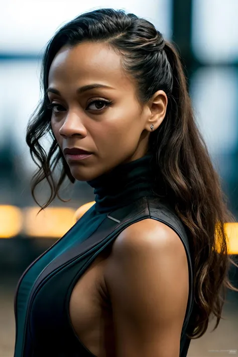 <lora:zoe:1>, <lora:add_detail:1>, A stunning intricate full color picture of (z03saldana:1), wearing a black turtleneck and black suit, epic character composition, sharp focus, natural lighting, subsurface scattering, bokeh, f2, 35mm, film grain,