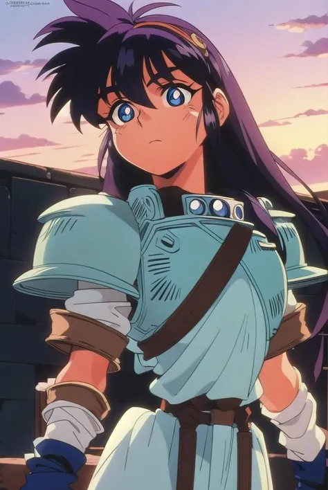ihrie, <lora:ihrie-lora-nochekaiser:1>,
ihrie, long hair, blue eyes, black hair, (retro artstyle:1.5), (1990s \(style\):1.5),
BREAK gloves, short sleeves, fingerless gloves, armor, shoulder armor, brown gloves, pauldrons, breastplate,
BREAK looking at viewer,
BREAK outdoors,
BREAK <lyco:GoodHands-beta2:1>, (masterpiece:1.2), best quality, high resolution, unity 8k wallpaper, (illustration:0.8), (beautiful detailed eyes:1.6), extremely detailed face, perfect lighting, extremely detailed CG, (perfect hands, perfect anatomy),