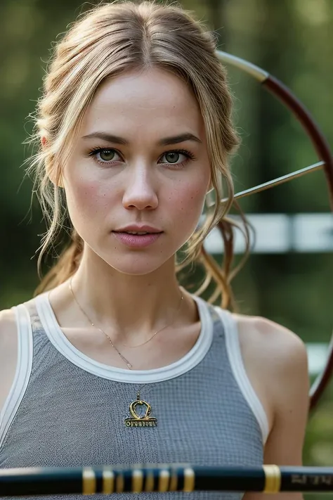 beautiful woman (Kr15t3nH4g3r:.99), (( two-strand twist )) , (minimal jewellery:1.1), ((portrait)), (closeup:1.2), ((from the waist up)), ((( Enchanted forest glen used for archery and target practice :1.2 ))), natural skin texture, (( Rowing tank top, Rowing shorts, rowing shoes, crew socks, :1.2)), 24mm, 4k textures, soft cinematic light, adobe lightroom, photolab, hdr, intricate, elegant, highly detailed, sharp focus, ((((cinematic look)))), soothing tones, insane details, intricate details, hyperdetailed, low contrast, soft cinematic light, exposure blend, hdr, faded, now, ("I've got a bad feeling about this.":1.1)