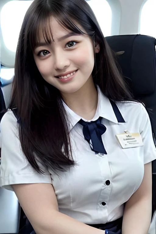 1girl, soro, shiny skin, lips, super detailed skin, detailed beautiful face and eyes, spotlight, professional lighting, upper body, stewardess, black skirt, aviation industry, short shirt, smile, kooo123,  <lora:stewardesses_v2:0.6>,    <lora:hashimoOO_v1:0.8>