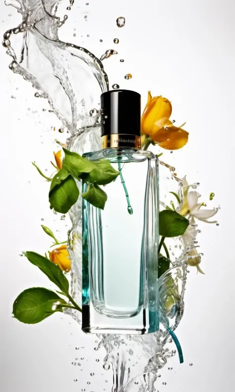<lora:sdxl_watertexiaoSDXL:1>watereffects,creating splashes,simple background,white background, Perfume,