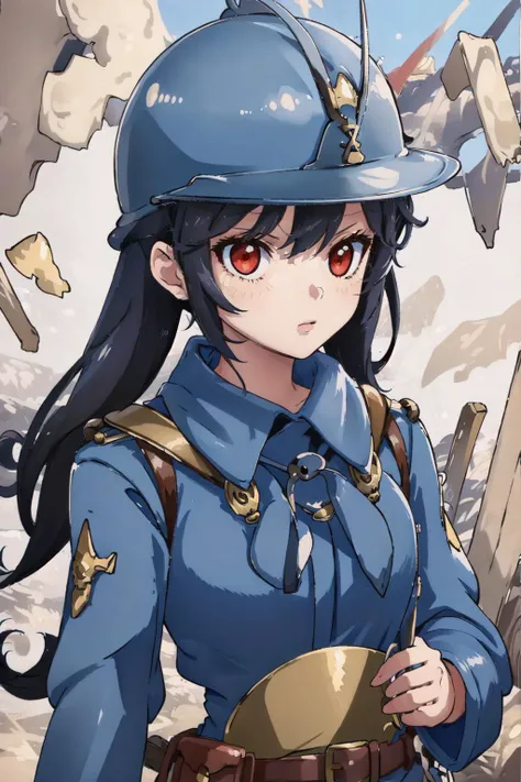 (masterpiece, best quality),  intricate details, 8k,sharp focus,
1girl,   <lora:AshleyWarioware:0.8> ashley_warioware,  red eyes,  helmet,
 <lora:ww1_french_soldier_v0.2:0.8>  WW1 French soldier,  uniform,