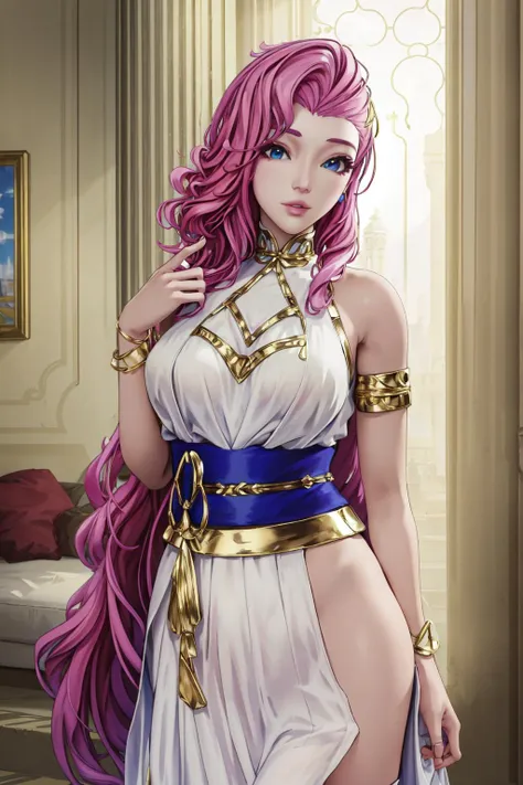 (masterpiece, best quality), intricate details,
1girl, <lora:Seraphine:0.8> xyzseraphine, pink hair,
<lora:GreekClothes:0.8> greek clothes, peplos,