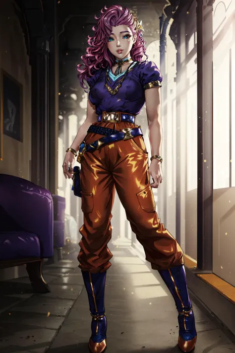 (masterpiece, best quality), intricate details,
1girl, <lora:Seraphine:0.8> xyzseraphine, pink hair,
<lora:SonGokusOutfit:0.8> TurtleSchoolUniform, dougi, belt, orange pants, blue footwear,
