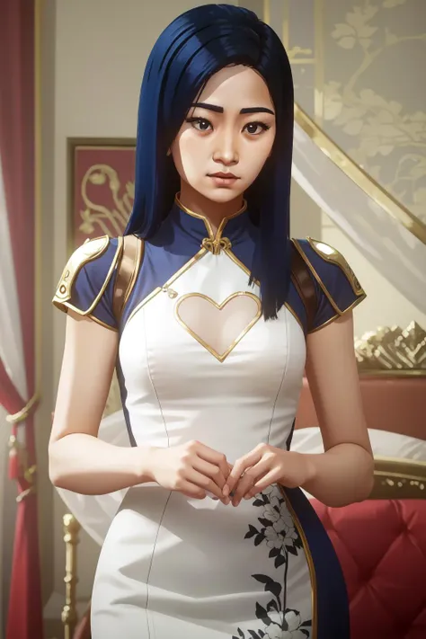 (masterpiece, best quality), intricate details,
1girl, <lora:Arcane-Caitlyn-v1.0:0.8> c41t,
<lora:china_heart:0.8> china dress with heart cutout,