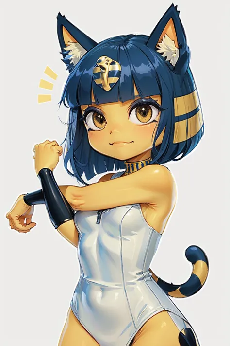 (masterpiece, best quality),  intricate details,
1girl,  <lora:Ankha_v2_RT_e6_R-128:0.8> ankha,  yellow skin, smug, cat ears,   <lora:concept_cross-bodystretch:1> cross-body stretch, stretching,