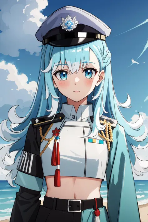 (masterpiece, best quality), intricate details,
1girl, <lora:KoboHolo:0.8> Kobo, Multicolored hair, Aqua eyes, kobo kanaeru, light blue hair, white hair tips,
<lora:Thai_police_uniform:0.6> Thai police uniform,