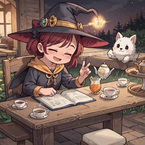 ((masterpiece, best quality)), ((style-swirlmagic):0.4), 
1girl, witch tea party, wooden table , cute, happy, vibrant, colorful,  fantasy,
<lora:more_details:0.5>