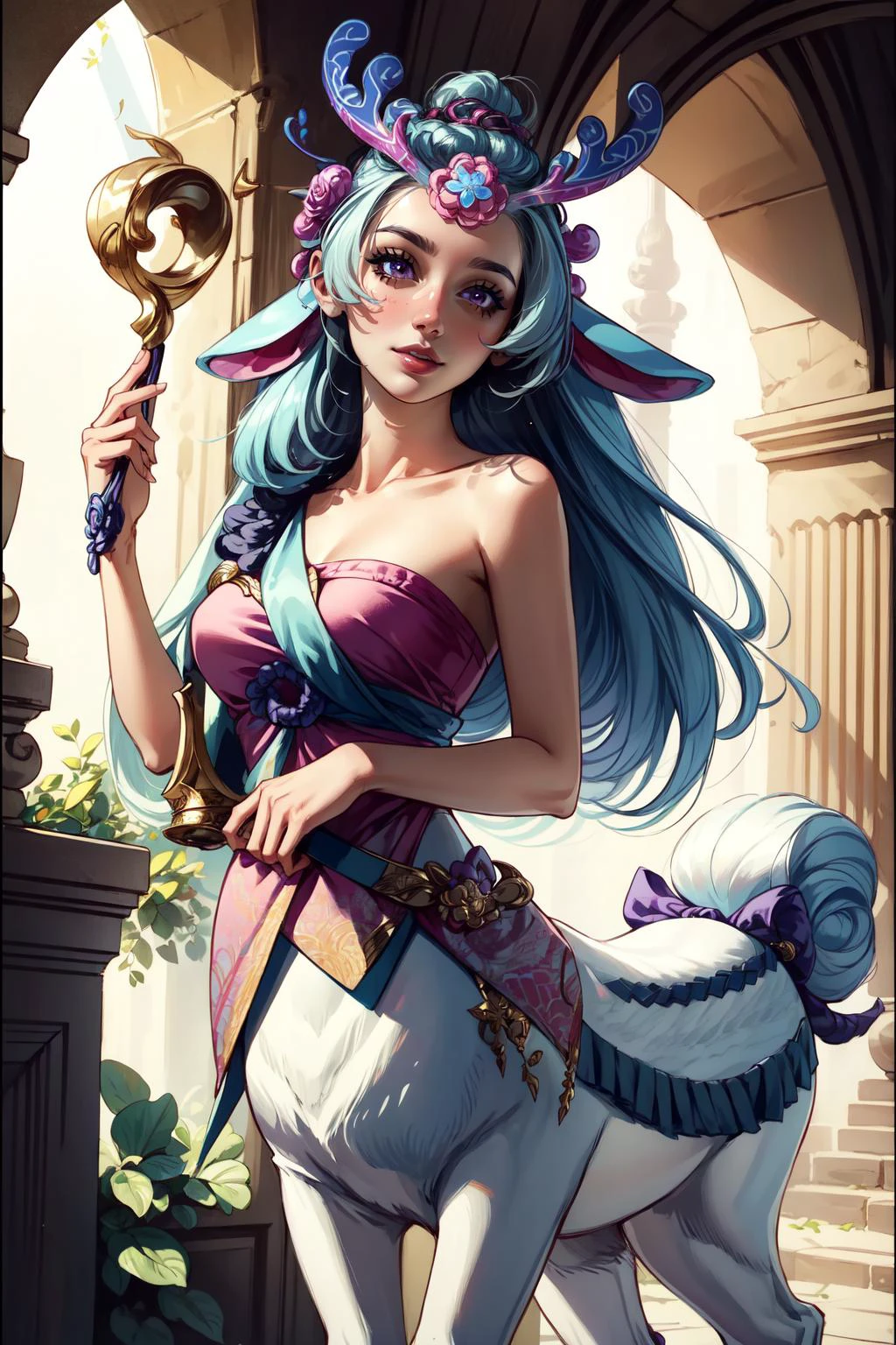 (masterpiece, best quality), intricate details,
(1girl), <lora:SBLilliav0.1CROP50B:0.8> lillia, deer centaur,