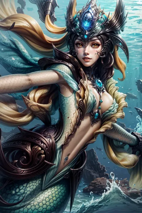 (masterpiece, best quality), intricate details,
1girl, <lora:NamiLoL:0.8> Nami, fishbody, mermaid, scales, tail, water, ocean, waves, orange eyes, yellow green hair,
<lora:add_detail:0.8> <lora:hipoly_3dcg_v7-epoch:0.3> <lora:more_details:0.5>