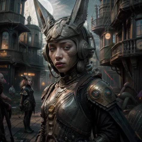 <lora:more_details:0.6>, <lora:epiCRealismHelper:1>, a photograph of bea \(pokemon\) as an 18 year old Swedish female composition of human and rabbit but not human ears and cyborg open face helmet, (holding sci-fi laser rifle), intricate and gothic skin tight full body suit with hooded cloak and red and black leggings, hyperrealistic, (((steampunk, gothic, sci-fi, retro-future))), (full body:1.4),  by Evan Ayres and Tyler Edlin Art, Deviant Art, high quality photography, Canon EOS R3, extremely detailed, otherworldly hues, intricate costumes, steampunk creatures, steampunk props, lavish details, embellished architecture, moonlight, cinematic composition, (night:1.5), (night time:1.5), horizon in background, pale skin, green eyes, blonde hair and green highlights, outside, skull as moon:1.5, (steampunk beach:1.4),, <lora:more_details:0.6>,  <lora:GPTS6 Hella-sthetic_424353:1>,<lora:S12 v4.2 NAI_208163:1>, <lora:epiCRealismHelper:1>, a photograph of bea \(pokemon\) as an 18 year old female composition of human and rabbit but not human ears and cyborg open face helmet, (holding sci-fi laser rifle), intricate and gothic skin tight full body suit with hooded cloak and red and black leggings,  hyperrealistic, (((steampunk, gothic, sci-fi, retro-future))),  (full body:1.4),  by Evan Ayres and Tyler Edlin Art, Deviant Art, high quality photography, Canon EOS R3, extremely detailed, otherworldly hues, intricate costumes, steampunk creatures, steampunk props, lavish details, embellished architecture, moonlight, cinematic composition, (night), (night time:1.4), horizon in background, pale skin, green eyes, blonde hair and green highlights, outside, skull as moon:1.5, (steampunk town pier:1.4),