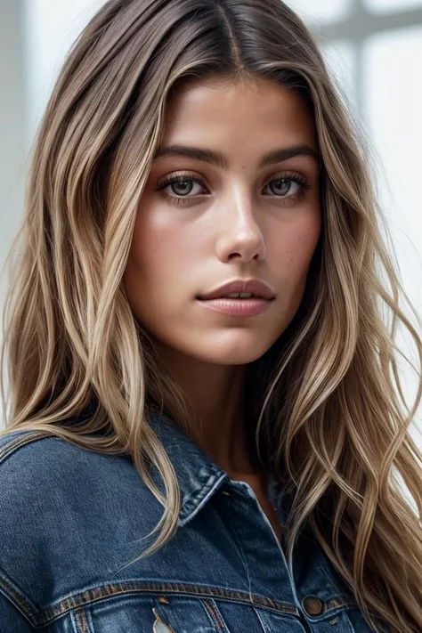 photo of beautiful (aw1ttenberg:0.99), a woman in a (court:1.1), perfect hair, wearing (jeans:1.1), modelshoot style, (extremely detailed CG unity 8k wallpaper), professional majestic (art by Sonia Delaunay:1.1), oil painting, trending on ArtStation, trending on CGSociety, Intricate, High Detail, Sharp focus, dramatic, photorealistic painting art, (looking at viewer), (detailed pupils), (closeup portrait)