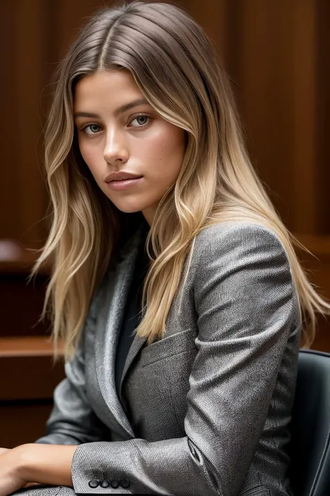photo of beautiful (aw1ttenberg:0.99), a woman in a (courtroom:1.1), perfect hair, wearing (luxury fabrics:1.1), modelshoot style, (extremely detailed CG unity 8k wallpaper), professional majestic (art by Vincent Di Fate:1.1), oil painting, trending on ArtStation, trending on CGSociety, Intricate, High Detail, Sharp focus, dramatic, photorealistic painting art, (looking at viewer), (detailed pupils), (closeup portrait)