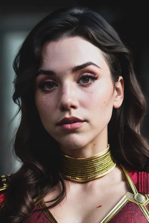 A stunning intricate full color up close portrait of graceCur1 , wearing a shazam costume, epic character composition, by ilya kuvshinov, alessio albi, nina masic, sharp focus, natural lighting, subsurface scattering, f2, 35mm
