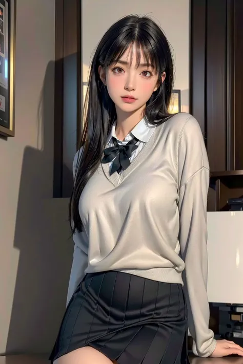(masterpiece, best quality, high quality, highres, ultra-detailed), <lora:caijunmaoV3:0.7>,1 girl solo, (8k, RAW photo, best quality, masterpiece:1.2), (realistic, photo-realistic:1.4), (extremely detailed CG unity 8k wallpaper),(full body), epic realistic, RAW, analog, sharp focus, 8k UHD, DSLR, soft cinematic light, adobe lightroom, photolab, hdr, intricate, highly detailed, (depth of field:1.4), faded, (neutral colors:1.2), (hdr:1.4), (muted colors:1.2), hyperdetailed, (artstation:1.4), cinematic, warm lights, dramatic light, (intricate details:1.1), complex background, (rutkowski:0.66),dynamic pose,black hair, school uniform,