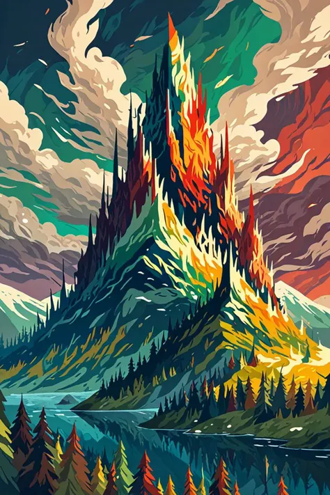 a sea monster looks like ship and tall buildings on the sides in a in the hillside in the style of nordic forest colors, if i only could, <lora:sdxl_lightning_8step_lora.safetensors:1.0>, <lora:add detail xl.safetensors:1.5>