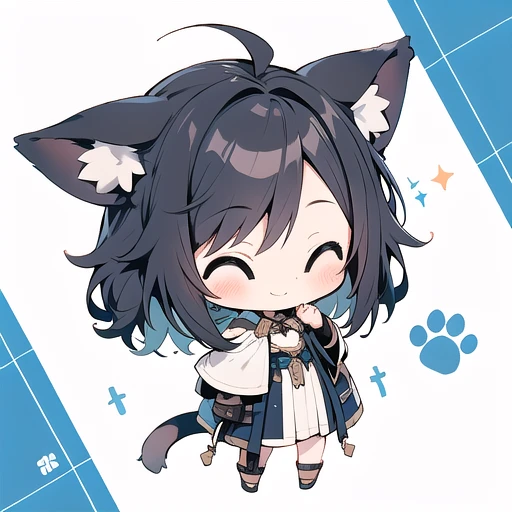 <lora:hotarueye_comic12_v100:1>
1girl, (chibi:1.4), smile, closed mouth, dynamic angle, standing, animal ear, black hair,