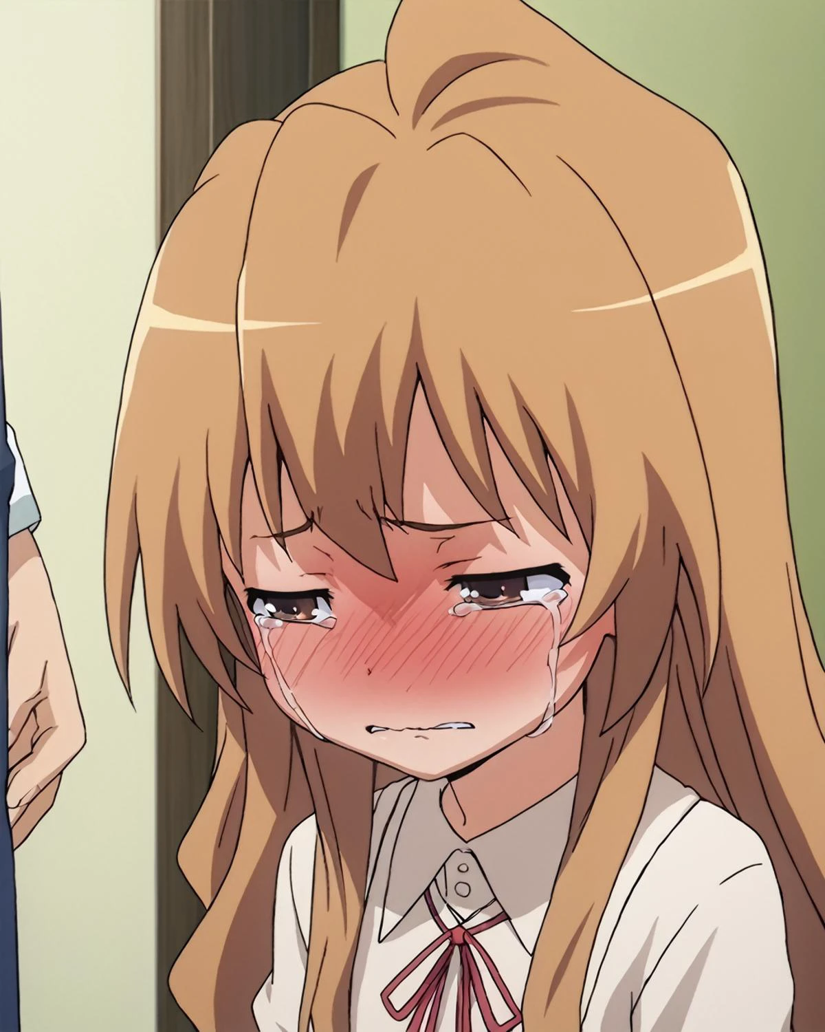 score_9, score_8_up, score_7_up, BREAK source_anime,masterpiece, best quality, highly detailed,absurdres, anime,highres,8k, shadow,uncensored,
, indoors, simple background, home,
, (cute child:1.1), aged down, , cunny, brat, mesugaki,
, childish,Intimacy, confidence,,trusted, half-closed eyes,
, crying, camisoles, coverd face by hands, tears, nose blush,
, <lora:taiga-aisaka-s1-ponyxl-lora-nochekaiser:0.9>,
,taiga aisaka, long hair, brown hair, brown eyes,
,