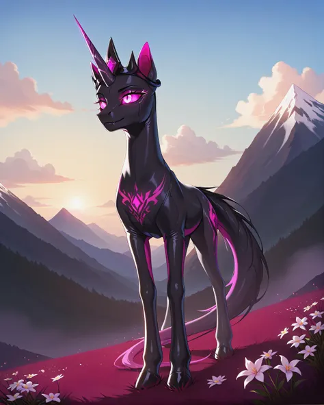 score_9, score_8_up, score_7_up, best quality, masterpiece, 4k, uncensored, prefect lighting, rating_explicit, very aesthetic, corrupted celestia, solo, feral pony, black (b34n bodysuit:1.2), pubic tattoo, fallen to evil, brainwashed, black crown, standing BREAK outdoors, mountain, day, sky, flower, mountainous horizon, blue sky, grass <lora:Smooth Anime Style LoRA XL:1> <lora:b34n-ponyxl-1:0.6>
cinematic angle, cinematic lighting, highly detailed, Amazing, finely detail,
<lora:neg4all_bdsqlsz_xl_V7:0.9>,