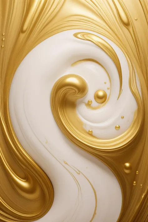 (masterpiece, best quality, official art, beautiful and aesthetic),back view,1girl is covered by white and gold liquid,Insert liquid with both hands,naked body,cleavage,looks at viewer,small  covered by white and gold thick liquid,floating blond long hair,milk_white,milk like drops,torn see-through leotard,precise body structure,Gradient white fluid,organic feel,viscous,shiny gel body,swirl liquid,bubbles,<lora:whitegold-000006:0.6>,<lora:see-through leotard:0.4>,