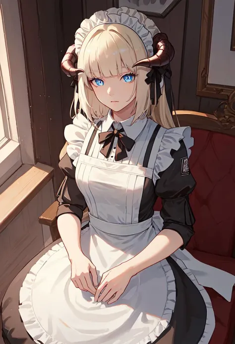 best quality, masterpiece, highres, solo, (nightingale_arknights:1.10), (maid:1.40), (long maid dress:1.15), 17 <lora:nightingale_arknights:0.80>