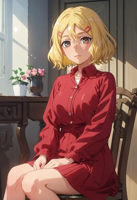 (safe:1.10), best quality, masterpiece, highres, solo, (sakura_donttoywithmemissnagatoro:1.10), sitting, sitting on chair, chair, cowboy shot, looking at viewer, anime_style, 25 <lora:sakura_donttoywithmemissnagatoro:0.80>