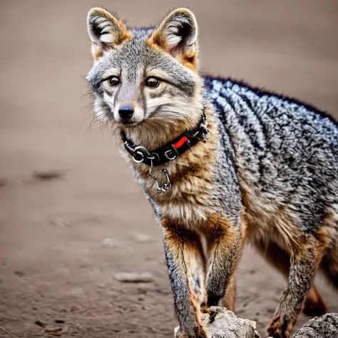 urocyon, masterpiece, sharp_focus, f2, 35mm, animal collar, cute <lora:greyfox:0.6>