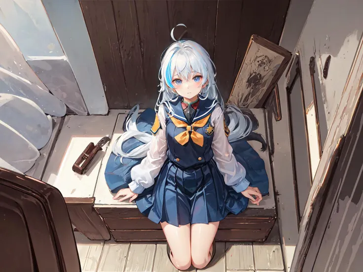 masterpiece, best quality, solo, <lora:eph3-10:1>, white hair, school uniform,