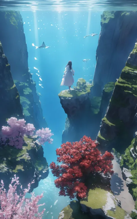(clothed, masterpiece, wide angle, cinematic establishing shot, young adult european woman, highly detailed background:1.2), volumetric lighting, subsurface scattering, dynamic pose, (special effects, color grading, fantasy aura), (Underwater Diviner:1.4), (Cleavage, Large Covered Breasts:0.81), Sunken city, aquatic flora, mermaid tails, submerged ruins (Layered Depth, Parallax Effect, Soft focus foreground,sharp 3d render:1.3),(high quality:1.4),(best quality:1.4),(masterpiece:1.4),official art,official wallpaper,surreal,(detailed landscape:1.1),(whimsical atmosphere:1.1),(powerful energy:1.1),vibrant colors,(detailed:1.05),(extremely detailed:1.06),sharp focus,(intricate:1.03),cinematic lighting,(extremely intricate:1.04),(adorned1.09),