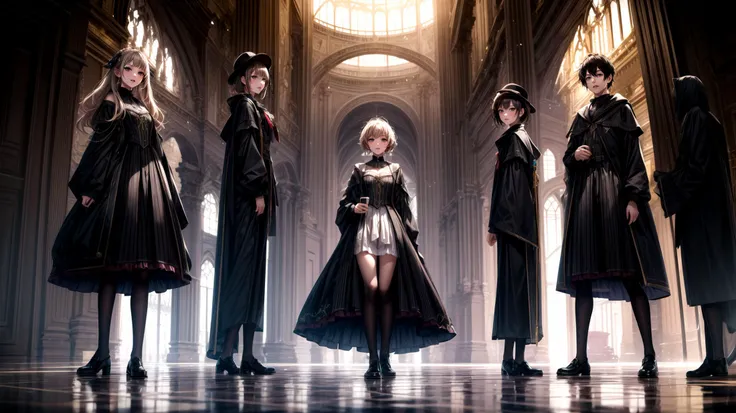 magic, 3 girls, 2 boys, magic academy, masterpiece, portrait, full body shot, facing the camera, <lora:add_detail:0.2> <lora:DW-000008:0.1> <lora:LAS:0.4> <lora:hairdetailer:0.4> <lora:more_details:0.4>