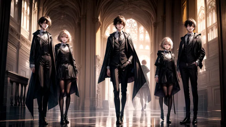 magic, 3 girls, 2 boys, magic academy, masterpiece, portrait, full body shot, facing the camera, <lora:add_detail:0.2> <lora:DW-000008:0.1> <lora:LAS:0.4> <lora:hairdetailer:0.4> <lora:more_details:0.4>