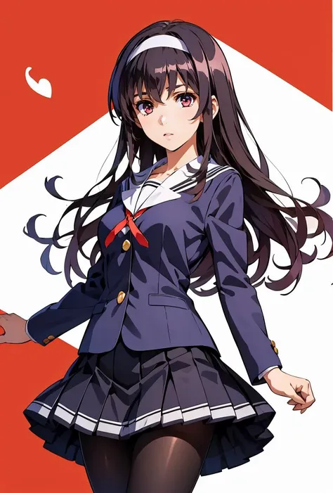 (masterpiece, best quality), 1girl, <lora:kasumigaoka_utaha_v2-1:0.8> aautaha, long hair, black hair, hairband, school uniform, sailor collar, blue blazer, long sleeves, pleated skirt, blue skirt, black pantyhose,