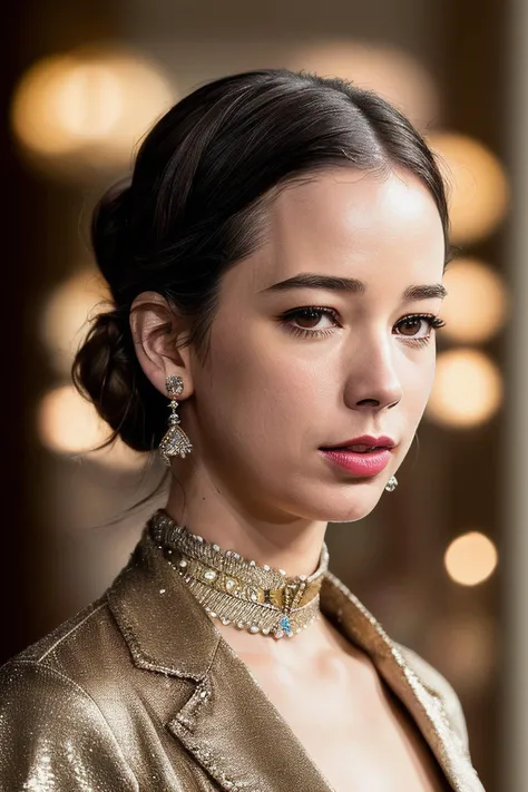 photo of extremely sexy (L414C0ST4-420), a woman as a sexy Driver, closeup portrait, Zigzag part, ( A hint of paleness from a recent cold ), (( Tie-front blouse and high-waisted trousers)), (( A luxurious, art deco-inspired hotel room with plush furnishings and bold patterns )), (masterpiece:1.5) (photorealistic:1.1) (bokeh) (best quality) (detailed skin texture pores hairs:1.1) (intricate) (8k) (HDR) (wallpaper) (cinematic lighting) (sharp focus), eyeliner, painted lips, (earrings)