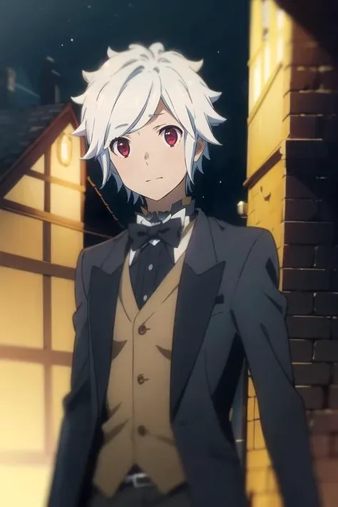 (best quality:1.1), (masterpiece:1.4), movie still, 1boy, solo, male focus, looking at viewer, , , anime coloring, , <lora:bell_cranel:0.8>, bell_cranel, , halloween costume, trench,
