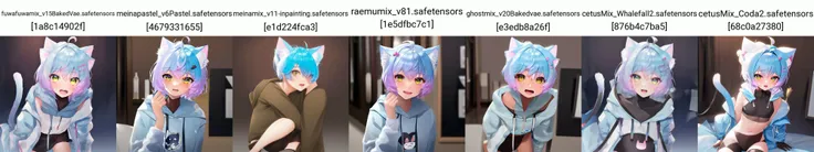 <lora:Linechu_fuwafuwa_v5:0.8> Linechu, a boy with blue hair and cat ears