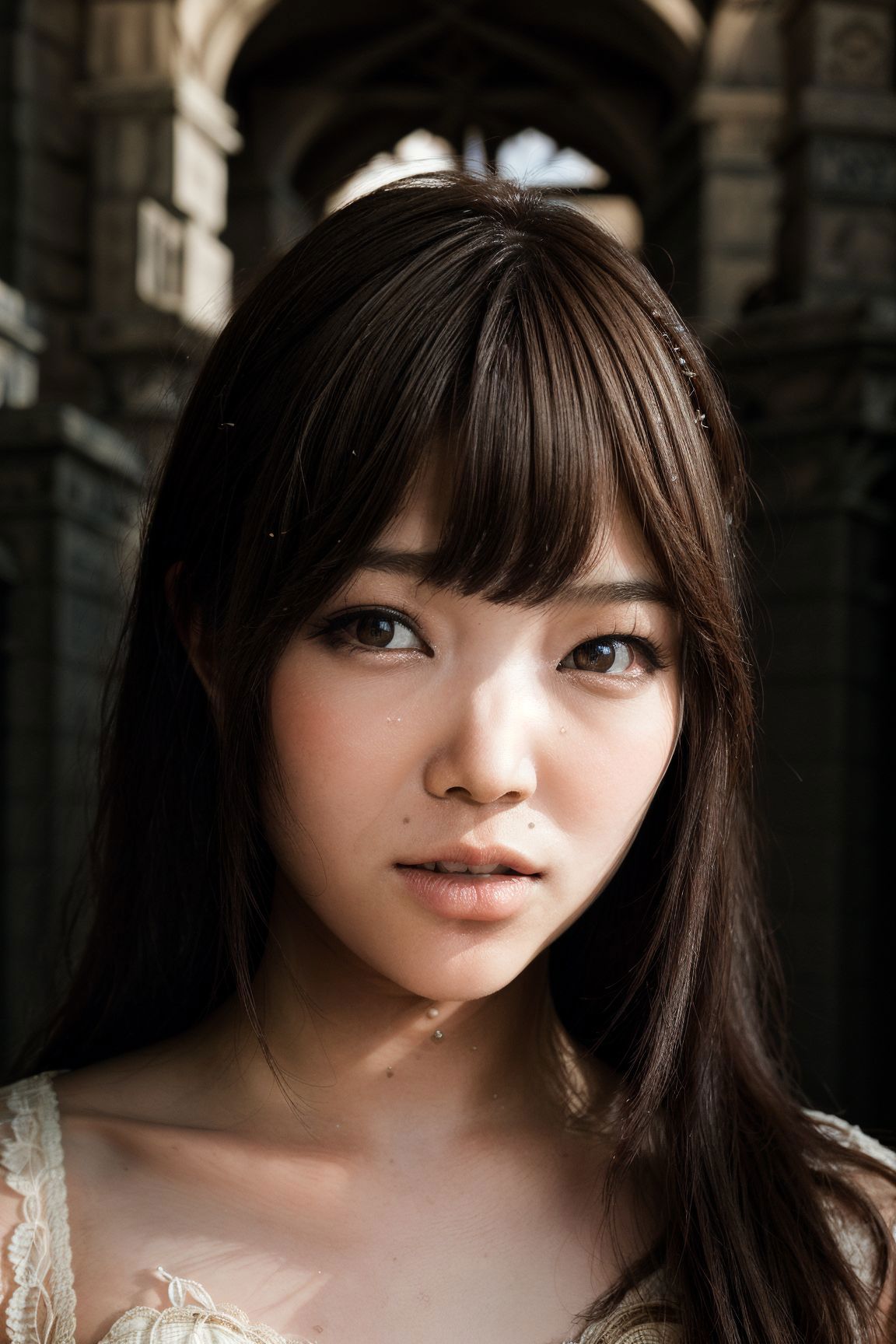 A close up of a woman with long hair and a dress - SeaArt AI