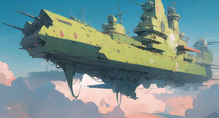 flying warship, no humans, cloud, sky, white background <lora:flying warship-noise:1>