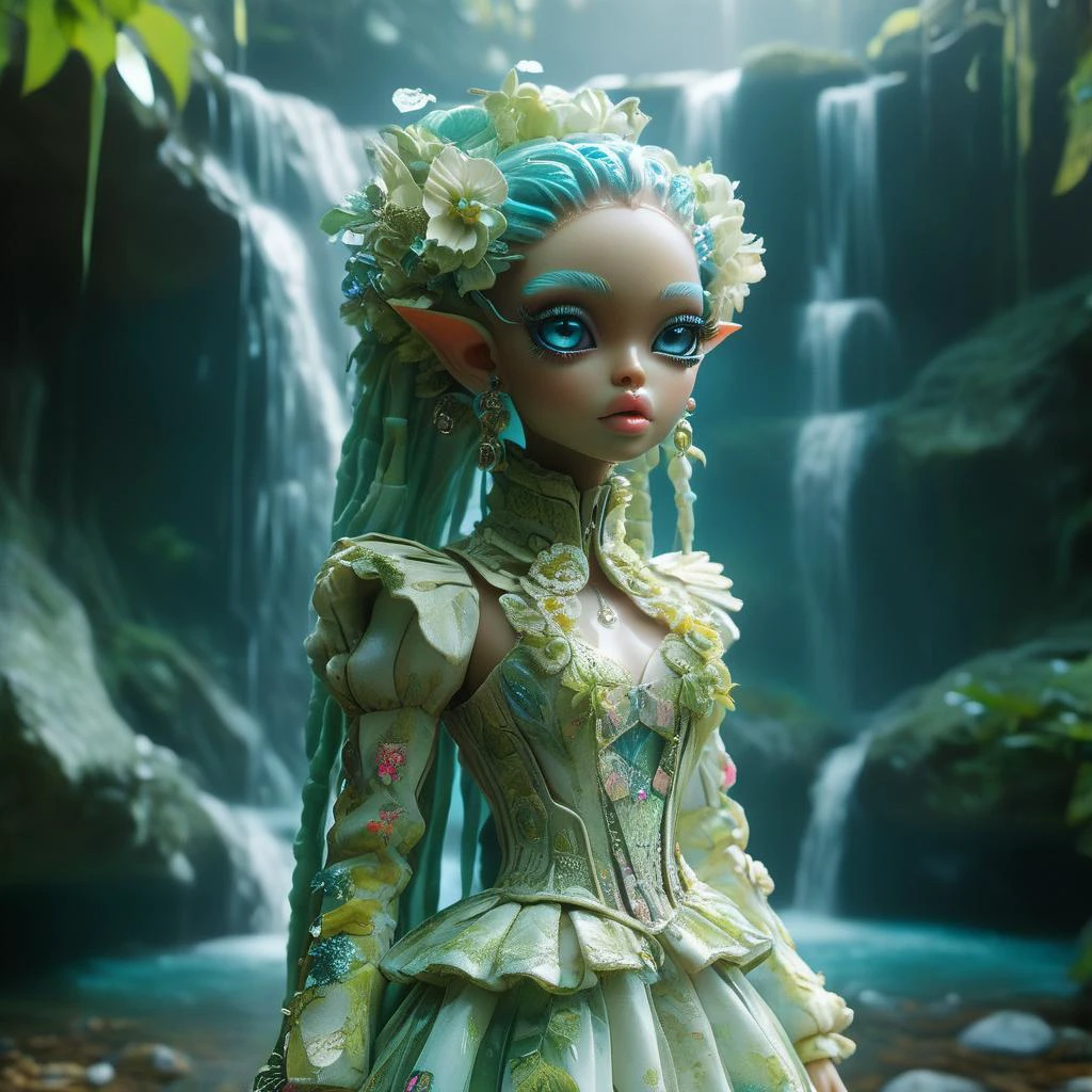 an elf in an old lace dress is standing with gears)), ((in the style of iridescence/opalescence)), ((hyper-realistic details)), ((colourful assemblages)), ((dollcore)), ((cyberpunk)), ((realistic and hyper-detailed renderings)), ((airbrush art )),(( full body:1,5 8k, best quality, intricate details, ultra high res, masterpiece, extremely detailed, cinematic light:1.4)), ((uhd, sharp focus, digital art:1.0)), BREAK, symmetrical, chromatic fantasy, highly detailed, Brightly Lit,Highly Visible, Vibrant Colors,Pastel Hues, Analog Style,Kodak Max 400 Film, 20mm f/1.8 lens,Wide Angle Shot., Symmetrical Composition, Whimsical yet Numb., Quirky Character Designs, Dollhouse Aesthetics,. Face merged into a matrix code waterfall, we see the double exposure break down on the face and numbers flowing like a waterfall backdrop shimmering, fullbody, perfect eyes, perfect features, perfect hands, perfect body, 128k, 1080p, cinematic quality, cinematic lighting, voodoo, sinister, diabolical, testp, stunningly beautiful, maxim, hyper realistic details, lEICA SL2 50mm F 1.4 kit,mirrorless lens ( psychedelic lsd trip background 1.4), bright coloured fractals (Larry Carlson 1.3), , cinematic quality, cinematic lighting, voodoo, sinister,128k, hyper realistic, pastel colour palette,(mark ryden 1.3) <lora:add-detail-xl:0.8> <lora:DalleAlien:0.8> <lora:mjv6:0.8>
